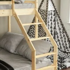 Home Discount Sydney Triple Sleeper Solid Pine Wood Bunk Bed, Single & Double Bed, Pine 11 Home Discount Sydney Triple Sleeper Solid Pine Wood Bunk Bed, Single & Double Bed, Pine -Children's chairs Sales Store 17767000 5