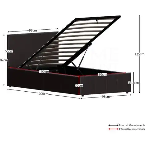 Home Discount Lisbon 3ft Single Faux Leather Ottoman Bed Frame, Brown, 190 X 90 Cm 4 Home Discount Lisbon 3ft Single Faux Leather Ottoman Bed Frame, Brown, 190 X 90 Cm - Image 2