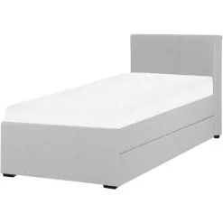 Beliani Modern Fabric EU Single Trundle Bed Frame 3ft Light Grey Slatted Marmande -Children's chairs Sales Store 18275343 5