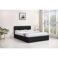 KOSY KOALA Ottoman Leather Side Lift Storage Bed (3ft Single, Black)
