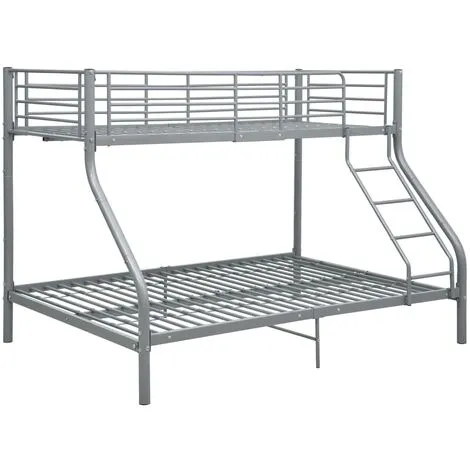 Bunk Bed Frame Grey Metal 140x200 Cm/90x200 Cm VidaXL 4 Bunk Bed Frame Grey Metal 140x200 Cm/90x200 Cm VidaXL - Image 2