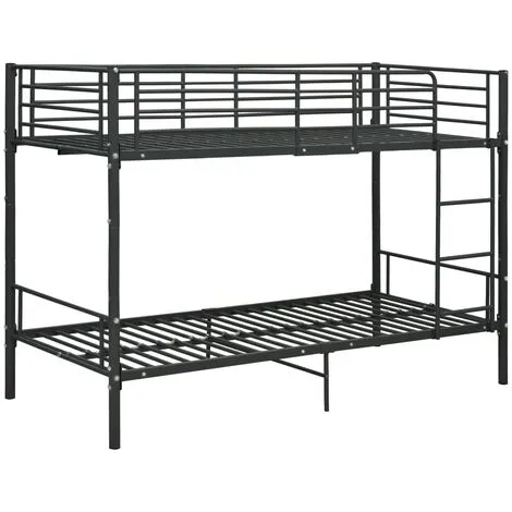 Bunk Bed Black Metal 90x200 Cm VidaXL 4 Bunk Bed Black Metal 90x200 Cm VidaXL - Image 2
