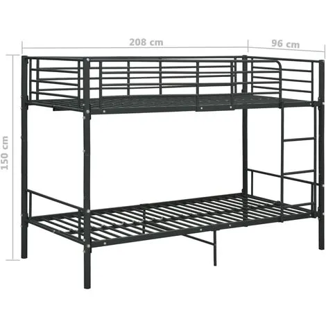 Bunk Bed Black Metal 90x200 Cm VidaXL 5 Bunk Bed Black Metal 90x200 Cm VidaXL - Image 3