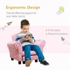 HOMCOM Kids Children Armchair Mini Sofa Wood Frame W/ Footrest Cute Cloud Star Pink 10 HOMCOM Kids Children Armchair Mini Sofa Wood Frame W/ Footrest Cute Cloud Star Pink -Children's chairs Sales Store 20290020 4