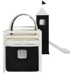 Hommoo Children's Loft Bed Frame With Slide & Ladder Pinewood 97x208 Cm VD23795 -Children's chairs Sales Store 20514634 3