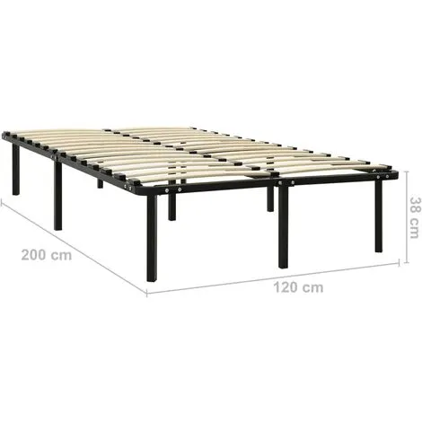 Bed Frame Black Metal 120x200 Cm VidaXL 5 Bed Frame Black Metal 120x200 Cm VidaXL - Image 3