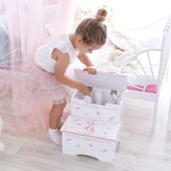 Teamson Kids Fantasy Fields Girls Swan Lake Wooden Kids Step Stool Potty Training TD-12719A