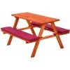 Tectake Kids Wooden Picnic Bench With Soft Cushions - Picnic Bench, Childrens Picnic Bench, Kids Picnic Bench - Red -Children's chairs Sales Store 23574075 1