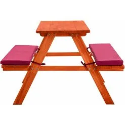 Tectake Kids Wooden Picnic Bench With Soft Cushions - Picnic Bench, Childrens Picnic Bench, Kids Picnic Bench - Red -Children's chairs Sales Store 23574075 4