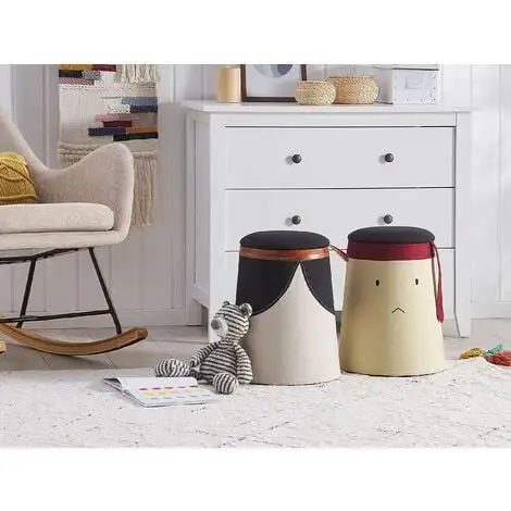 Beliani Kids Pouffe Warrior Footstool Upholstered With Storage Beige Samurai 4 Beliani Kids Pouffe Warrior Footstool Upholstered With Storage Beige Samurai - Image 2