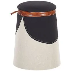 Beliani Kids Pouffe Footstool Faux Linen Upholstered With Storage Beige Apache