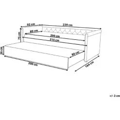 Beliani Modern Fabric EU Small Single Trundle Bed Frame Buttoned 2ft6 Beige Libourne -Children's chairs Sales Store 23985976 3 1