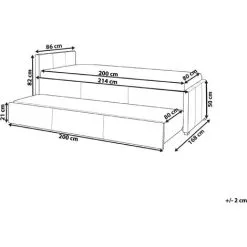 Beliani Modern Fabric EU Small Single Trundle Bed Frame 2ft6 Light Grey Slatted Marmande -Children's chairs Sales Store 23985980 3 1
