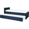 Beliani Modern Fabric EU Small Single Trundle Bed Frame 2ft6 Navy Blue Slatted Marmande -Children's chairs Sales Store 23985985 1 1