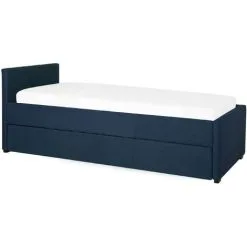 Beliani Modern Fabric EU Small Single Trundle Bed Frame 2ft6 Navy Blue Slatted Marmande -Children's chairs Sales Store 23985985 4
