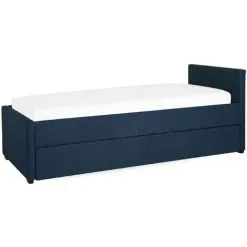 Beliani Modern Fabric EU Small Single Trundle Bed Frame 2ft6 Navy Blue Slatted Marmande -Children's chairs Sales Store 23985985 5