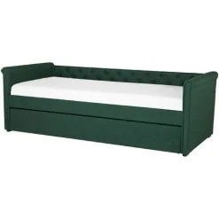 Beliani Modern Fabric EU Small Single Trundle Bed Frame Buttoned 2ft6 Dark Green Libourne 10 Beliani Modern Fabric EU Small Single Trundle Bed Frame Buttoned 2ft6 Dark Green Libourne -Children's chairs Sales Store 23985986 4 1