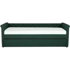 Beliani Modern Fabric EU Small Single Trundle Bed Frame Buttoned 2ft6 Dark Green Libourne 11 Beliani Modern Fabric EU Small Single Trundle Bed Frame Buttoned 2ft6 Dark Green Libourne -Children's chairs Sales Store 23985986 5 1