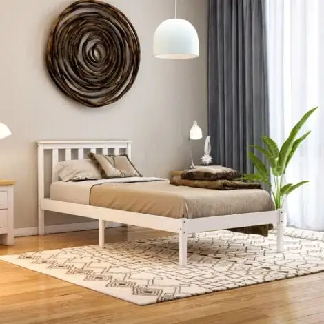 Home Discount Milan 3ft Single Solid Pine Wood Bed Frame, Low Foot End, White-&-Pine, 190 X 90 Cm 3 Home Discount Milan 3ft Single Solid Pine Wood Bed Frame, Low Foot End, White-&-Pine, 190 X 90 Cm