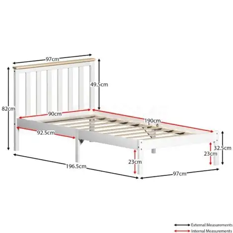 Home Discount Milan 3ft Single Solid Pine Wood Bed Frame, Low Foot End, White-&-Pine, 190 X 90 Cm 4 Home Discount Milan 3ft Single Solid Pine Wood Bed Frame, Low Foot End, White-&-Pine, 190 X 90 Cm - Image 2
