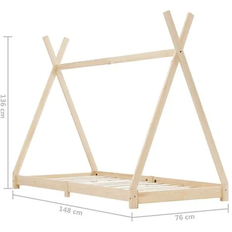 Kids Bed Frame Solid Pine Wood 70x140 Cm VidaXL 5 Kids Bed Frame Solid Pine Wood 70x140 Cm VidaXL - Image 3