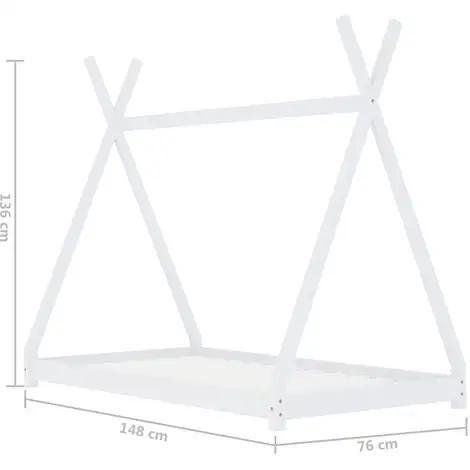Kids Bed Frame White Solid Pine Wood 70x140 Cm VidaXL 5 Kids Bed Frame White Solid Pine Wood 70x140 Cm VidaXL - Image 3