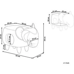 Beliani Kids Animal Stool Elephant Leather-Like With Storage Wooden Legs Grey Jumbo 9 Beliani Kids Animal Stool Elephant Leather-Like With Storage Wooden Legs Grey Jumbo -Children's chairs Sales Store 25262361 3