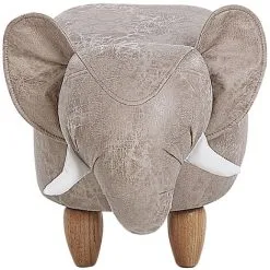 Beliani Kids Animal Stool Elephant Leather-Like With Storage Wooden Legs Grey Jumbo 10 Beliani Kids Animal Stool Elephant Leather-Like With Storage Wooden Legs Grey Jumbo -Children's chairs Sales Store 25262361 4 1