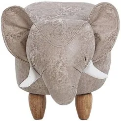 Beliani Kids Animal Stool Elephant Leather-Like With Storage Wooden Legs Grey Jumbo 10 Beliani Kids Animal Stool Elephant Leather-Like With Storage Wooden Legs Grey Jumbo -Children's chairs Sales Store 25262361 4