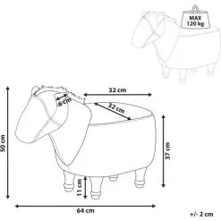 Beliani Kids Animal Stool Leather Look Fabric Pouffe Wooden Legs Playroom Brown Horse -Children's chairs Sales Store 25262372 3