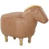 Beliani Kids Animal Stool Leather Look Fabric Pouffe Wooden Legs Playroom Beige Horse -Children's chairs Sales Store 25262374 1 1