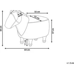 Beliani Kids Animal Stool Leather Look Fabric Pouffe Wooden Legs Playroom Beige Horse -Children's chairs Sales Store 25262374 3