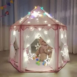Livingandhome Children Kids Play Tent Fairy Princess Girls Hexagon Playhouse Mesh