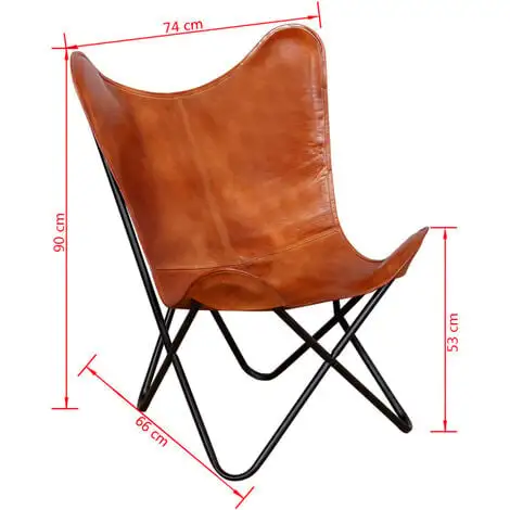 Devenirriche Butterfly Chair Brown Real Leather 7 Devenirriche Butterfly Chair Brown Real Leather - Image 5