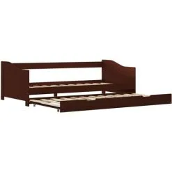 Devenirriche Pull-out Sofa Bed Frame Dark Brown Pinewood 90x200 Cm -Children's chairs Sales Store 29790666 2