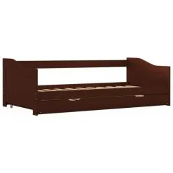 Devenirriche Pull-out Sofa Bed Frame Dark Brown Pinewood 90x200 Cm -Children's chairs Sales Store 29790666 4