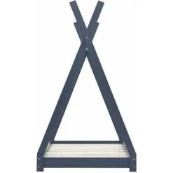 Devenirriche Kids Bed Frame Grey Solid Pine Wood 70x140 Cm -Children's chairs Sales Store 29790841 4