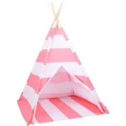 Children Teepee Tent With Bag Peach Skin Stripe 120x120x150 Cm VidaXL -Children's chairs Sales Store 32165576 4