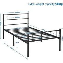 Yaheetech 3ft Single Metal Bed Frame With Headboard And Footboard, 90x190cm, Solid Slatted Base, Black -Children's chairs Sales Store 32347880 5