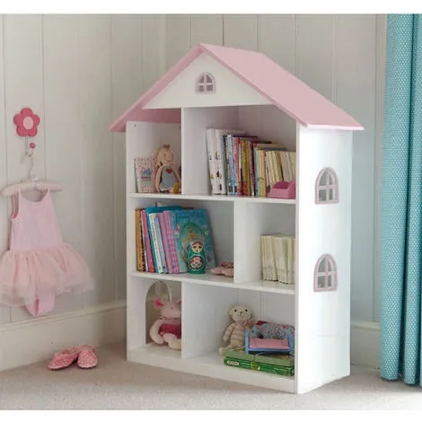Liberty House Toys White Dollhouse Bookcase With Pink Roof 3 Liberty House Toys White Dollhouse Bookcase With Pink Roof
