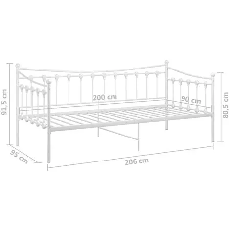 Sofa Bed Frame White Metal 90x200 Cm VidaXL 5 Sofa Bed Frame White Metal 90x200 Cm VidaXL - Image 3