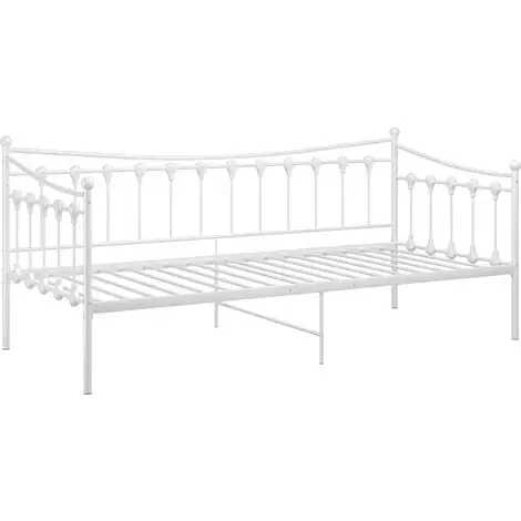 Sofa Bed Frame White Metal 90x200 Cm VidaXL 7 Sofa Bed Frame White Metal 90x200 Cm VidaXL - Image 5