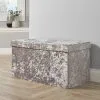 Home Source Large Folding Ottoman Silver Ice Velvet Fabric Chest Solid Storage Space Saving -Children's chairs Sales Store 36857466 1