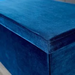 Home Source Large Folding Ottoman Navy Blue Velvet Fabric Chest Solid Storage Space Saving -Children's chairs Sales Store 36857522 3