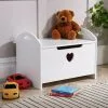 Zoe White Painted Wooden Storage Ottoman Bench Toy Cabinet Trunk Front Heart Cut-Out -Children's chairs Sales Store 36857727 1
