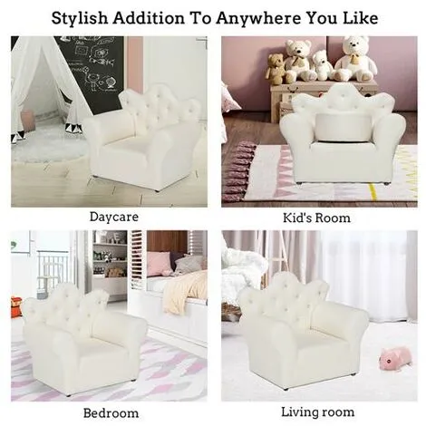 FAMIHOLLD Kids Children Sofa Seat Armchair Lounger Couch Furniture With Footstool - White 4 FAMIHOLLD Kids Children Sofa Seat Armchair Lounger Couch Furniture With Footstool - White - Image 3