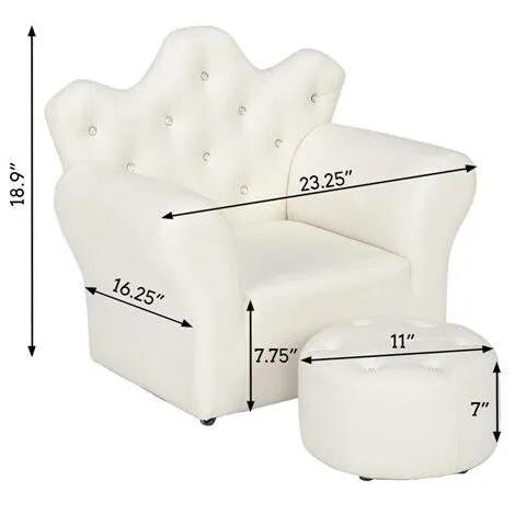 FAMIHOLLD Kids Children Sofa Seat Armchair Lounger Couch Furniture With Footstool - White 5 FAMIHOLLD Kids Children Sofa Seat Armchair Lounger Couch Furniture With Footstool - White - Image 4