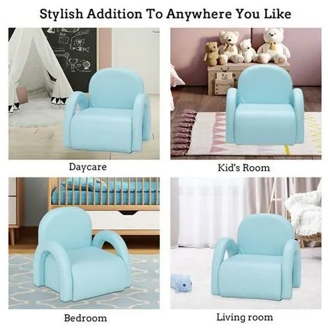 FAMIHOLLD Children's Single Sofa Rainbow Section Sky Blue 5 FAMIHOLLD Children's Single Sofa Rainbow Section Sky Blue - Image 3