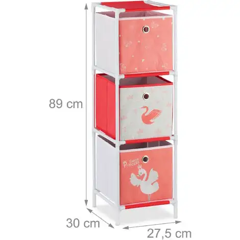 Relaxdays Children’s Shelf With 3 Boxes, Toy Storage Stand For Girls, Cute Swan Design, Nursery Organiser, White/Red 6 Relaxdays Children’s Shelf With 3 Boxes, Toy Storage Stand For Girls, Cute Swan Design, Nursery Organiser, White/Red - Image 4