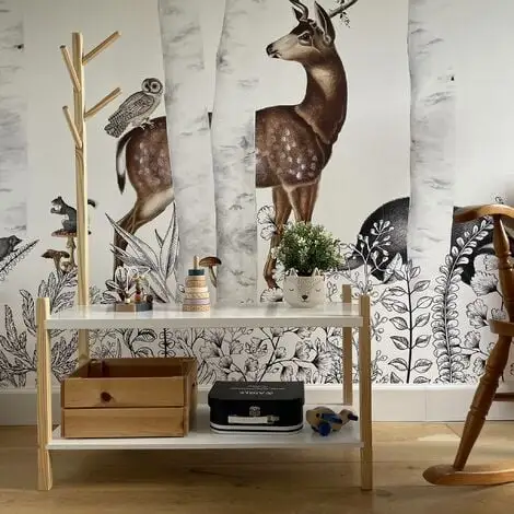 Alice's Garden Children's Shoe And Coat Organiser, 2 Shelves And A Coat Stand With 4 Hooks, 80x30x120cm - Tobias - Natural Pine, Painted White 5 Alice's Garden Children's Shoe And Coat Organiser, 2 Shelves And A Coat Stand With 4 Hooks, 80x30x120cm - Tobias - Natural Pine, Painted White - Image 3